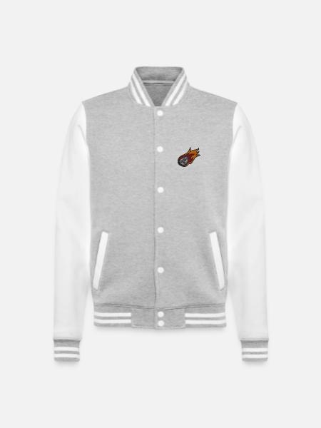 Meteor - College-Sweatjacke - Grau meliert/Weiß