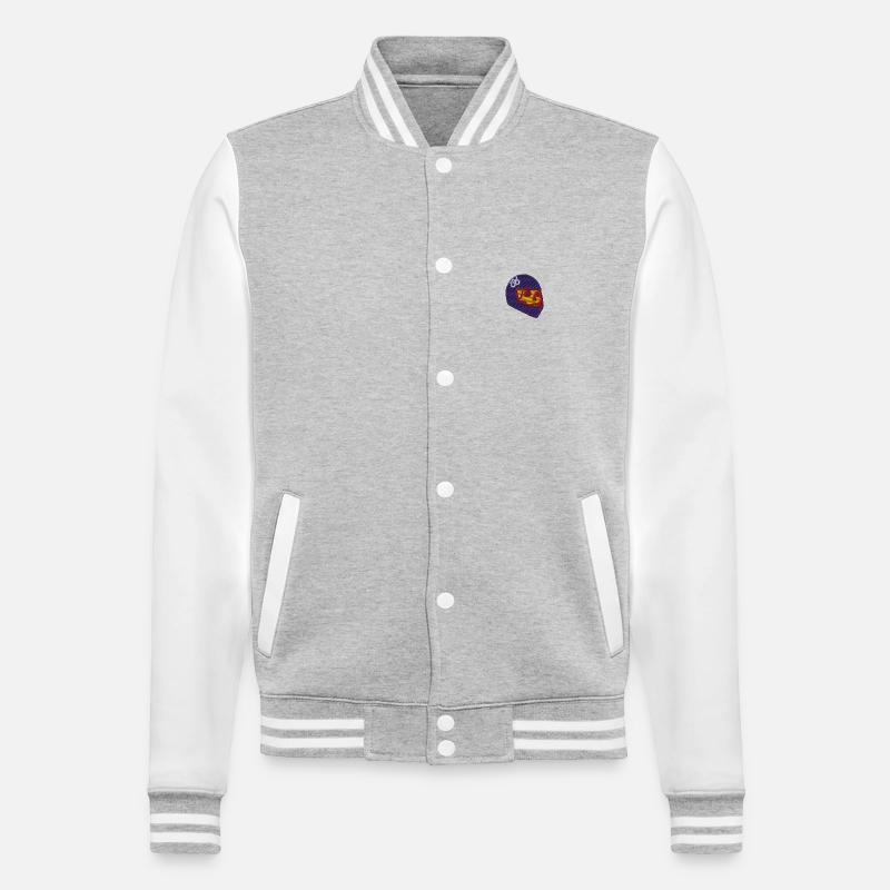 Schädel mit Helm - College-Sweatjacke - Grau meliert/Weiß