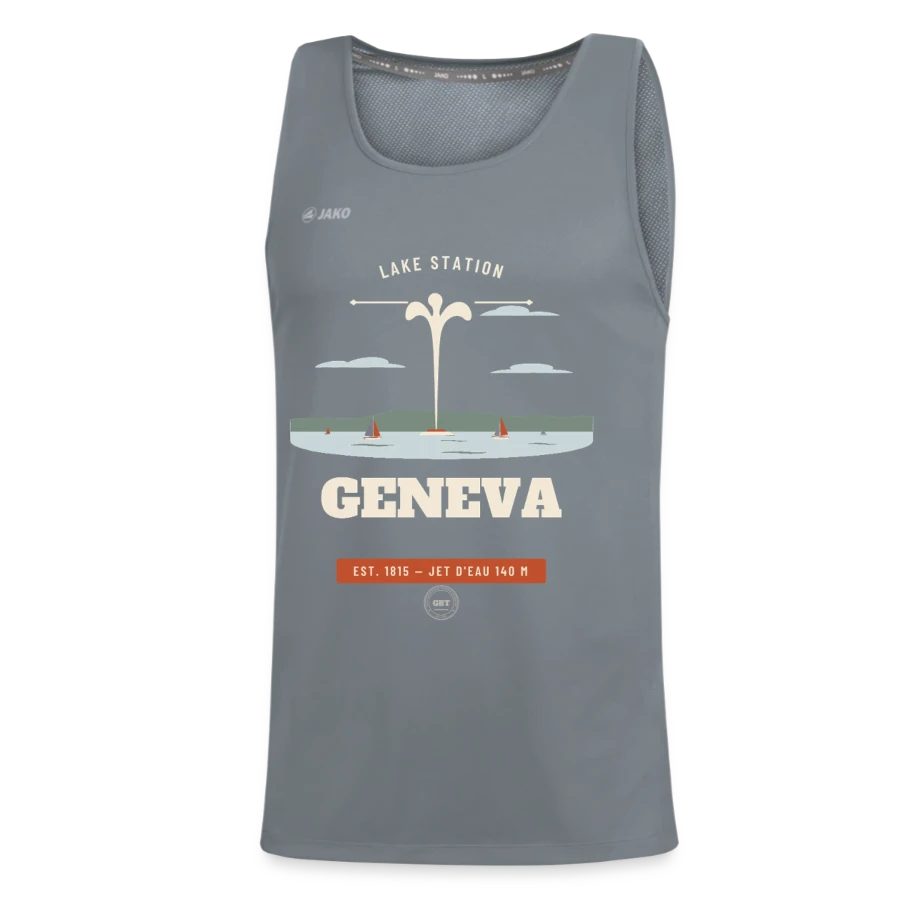 Geneva badge on a jako kids' tank top run 2.0, grey