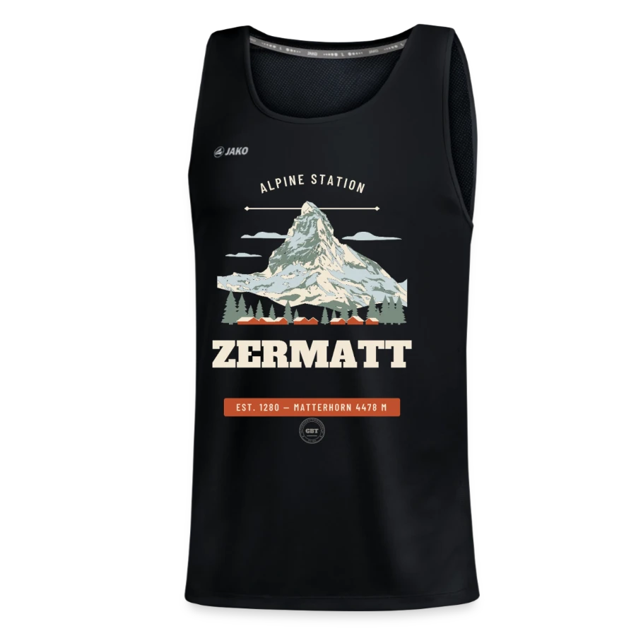 Zermatt badge on a jako kids' tank top run 2.0, black