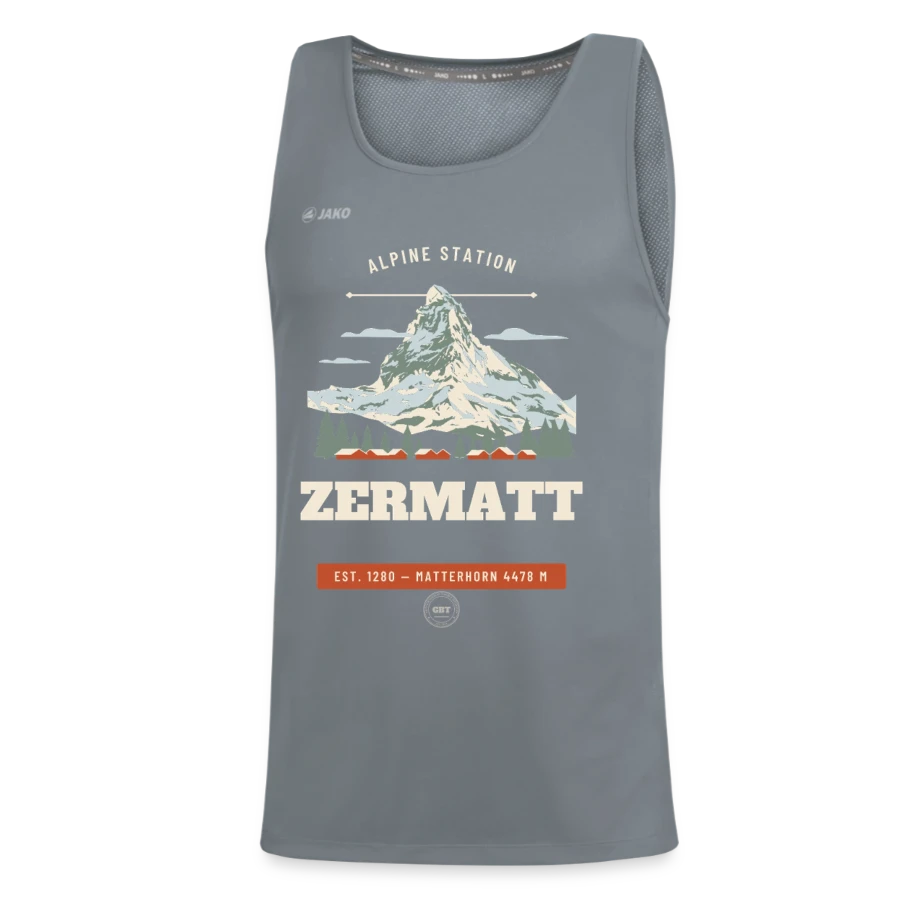 Zermatt badge on a jako kids' tank top run 2.0, grey
