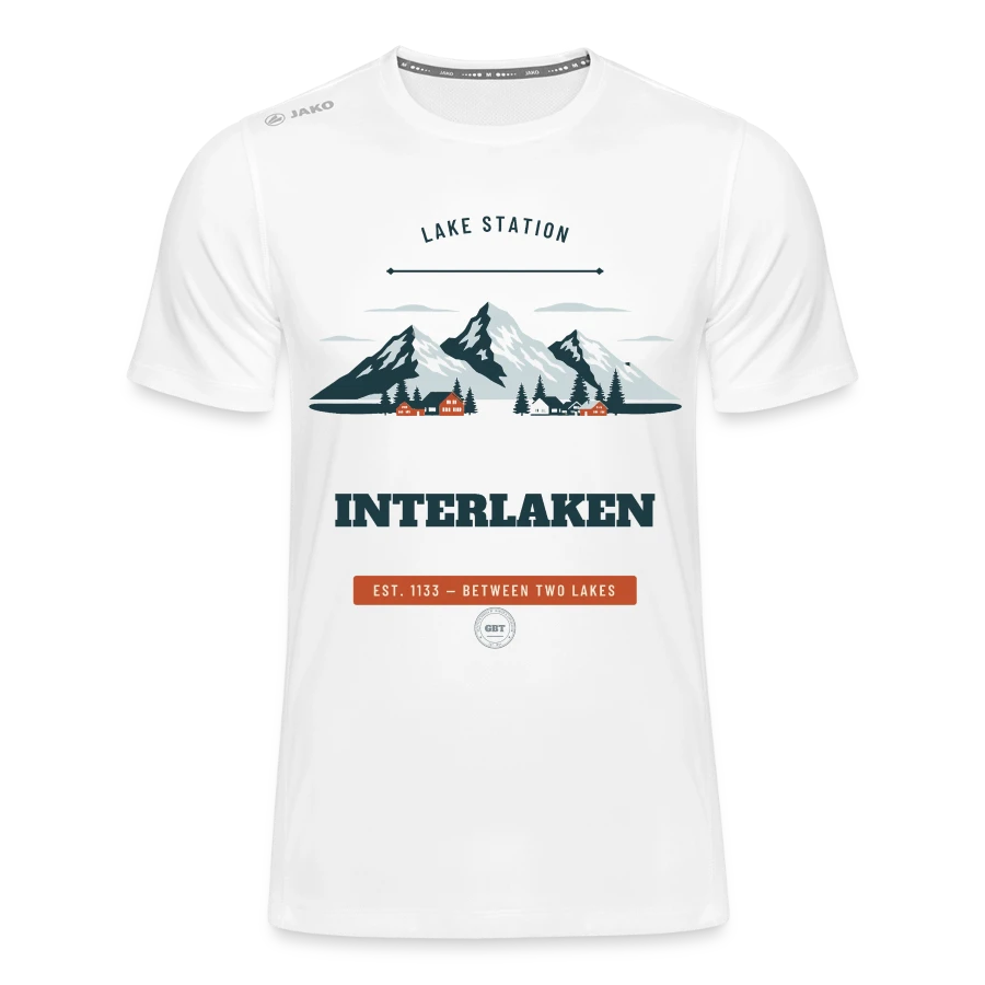 Interlaken badge on a jako kids' t-shirt run 2.0, white