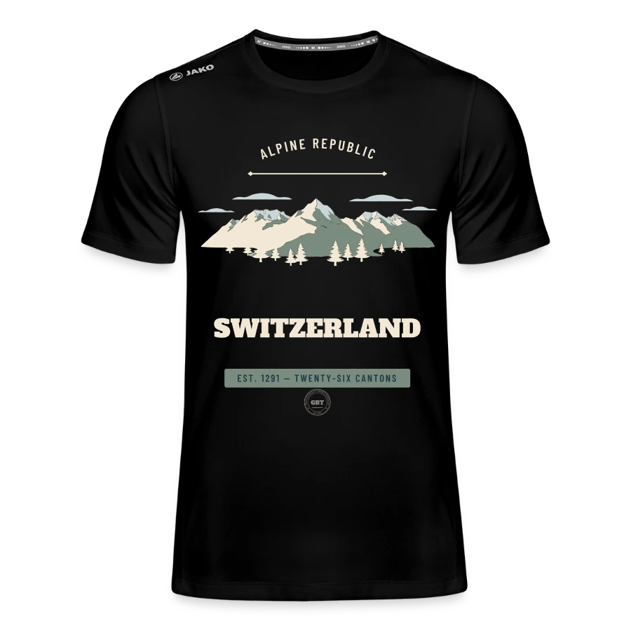 Switzerland badge on a jako kids' t-shirt run 2.0, black