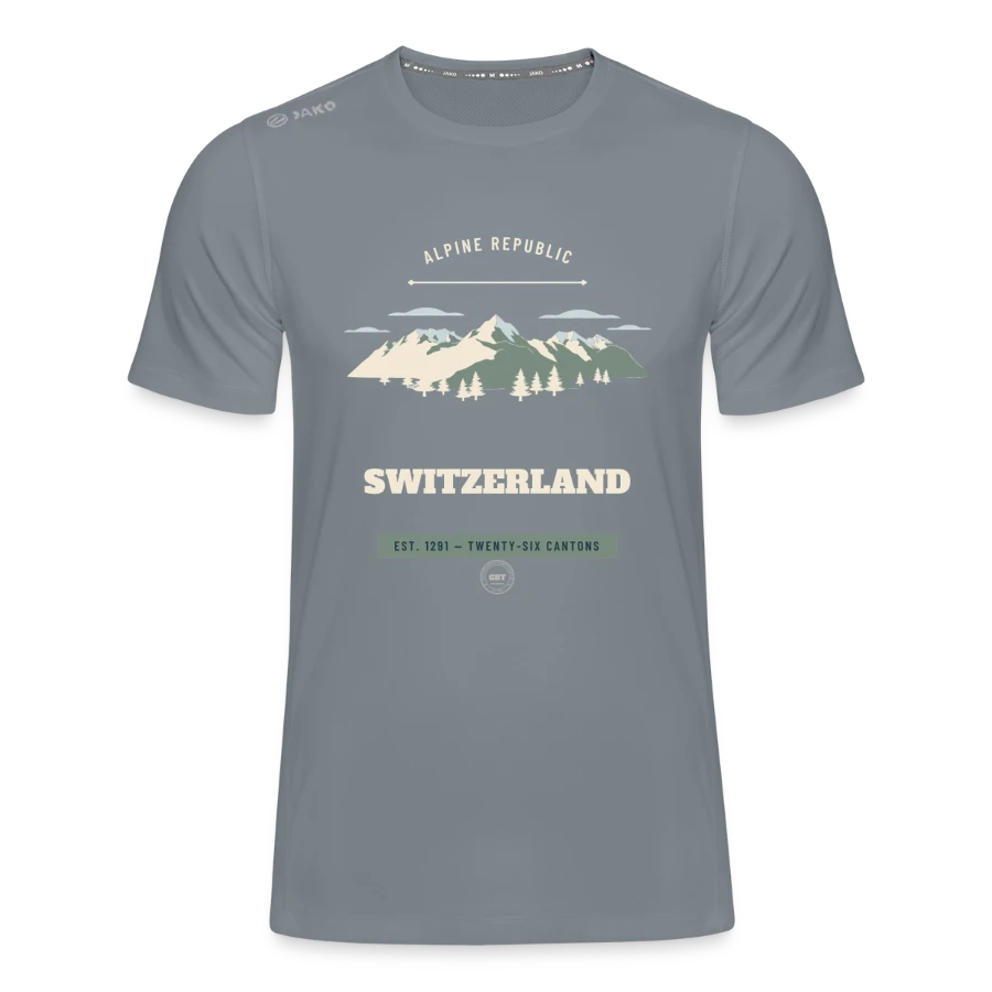 Switzerland badge on a jako teenager's t-shirt run 2.0 , grey