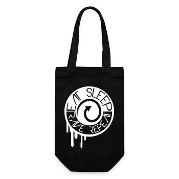 Eat Sleep Rave Repeat Essen Schlafen Raven Spruch - Geschenkbeutel für Flaschen - Schwarz - Vorne