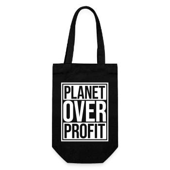 planet over profit Zitat - Geschenkbeutel für Flaschen - Schwarz - Vorne
