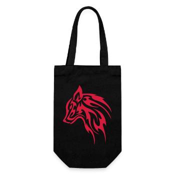 Tribal Wolf-Kopf 1c - Geschenkbeutel für Flaschen - Schwarz - Vorne