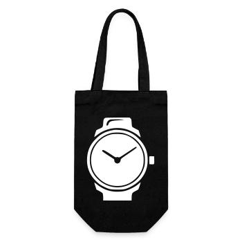 Uhr Smartwatch Stoppuhr Symbol Minimal Icon Vektor - Geschenkbeutel für Flaschen - Schwarz - Vorne