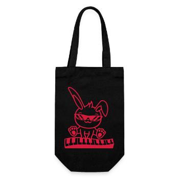 Easter Bunny Rabbit Cute Piano Keyboard Playing - Gift Bag for Bottles - black - Front