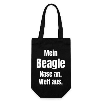 Mein Beagle Nase an Welt aus - Geschenkbeutel für Flaschen - Schwarz - Vorne