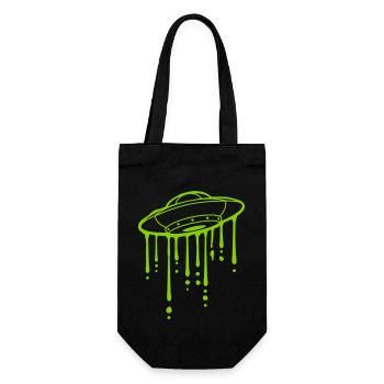 Graffiti Schleim Tropfen UFO - Geschenkbeutel für Flaschen - Schwarz - Vorne