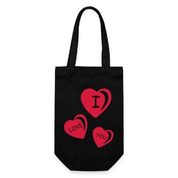 hearts i love you - Gift Bag for Bottles - black - Front