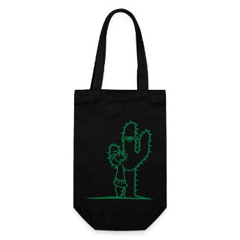 Cactus Hugging Girl Cacti Love Cute Prickly - Gift Bag for Bottles - black - Front