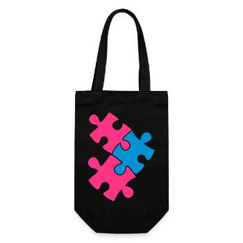 trois pièces de puzzle montage en deux couleurs - Sac à bouteille - noir - Devant