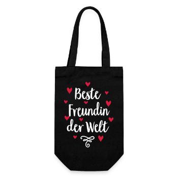 Beste Freundin der Welt - Geschenkbeutel für Flaschen - Schwarz - Vorne
