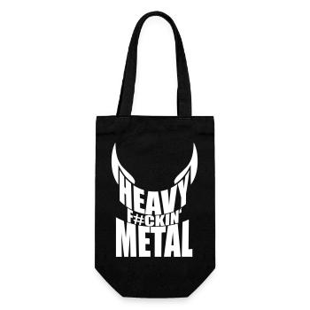 Heavy F#ckin' Metal Hard Rock Hörner Fun Text Logo - Geschenkbeutel für Flaschen - Schwarz - Vorne