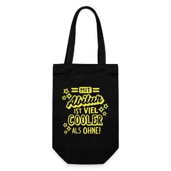 Cool mit Abi (Schriftzug) - Geschenkbeutel für Flaschen - Schwarz - Vorne