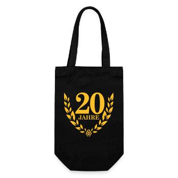 Jubiläum 20 Jahre Lorbeerkranz - Geschenkbeutel für Flaschen - Schwarz - Vorne