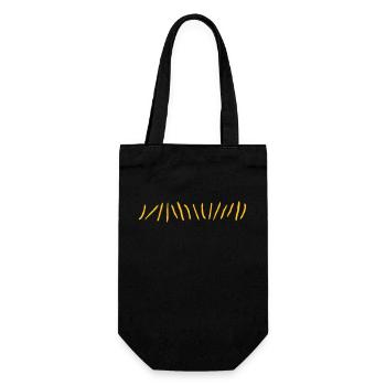 Nebeneinander liegende Pommes Frites - Geschenkbeutel für Flaschen - Schwarz - Vorne