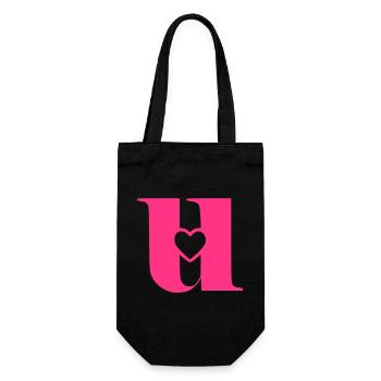 Letter u initial letter with heart - Gift Bag for Bottles - black - Front