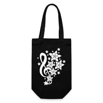 Music clef note beautiful stars flowers - Gift Bag for Bottles - black - Front