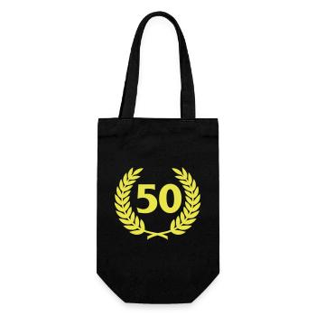 Lorbeerkranz & Zahl (50) - Geschenkbeutel für Flaschen - Schwarz - Vorne