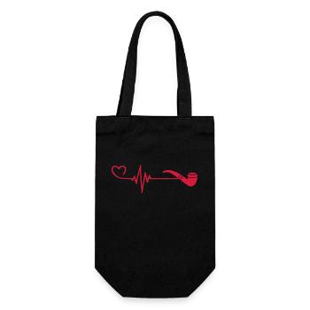 Pfeife Puls Herz Liebe - Geschenkbeutel für Flaschen - Schwarz - Vorne
