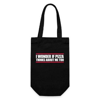 pizza thinks about me - Geschenkbeutel für Flaschen - Schwarz - Vorne