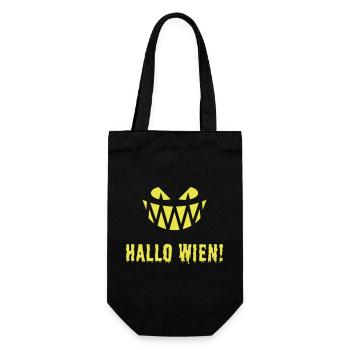 Hallo Wien! Fratze & Schriftzug (Halloween / Y) - Geschenkbeutel für Flaschen - Schwarz - Vorne