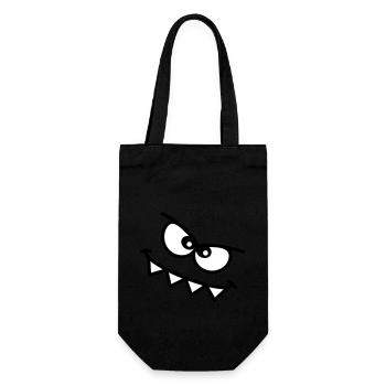 Evil Peeping Cartoon Monster Face Sharp Teeth - Gift Bag for Bottles - black - Front