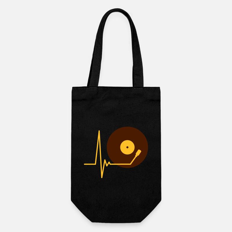 Vinyl Record Music Pulse Heartbeat Frequency - Gift Bag for Bottles - black