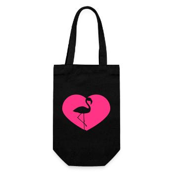 form herz i love liebe silhouette umriss flamingo - Geschenkbeutel für Flaschen - Schwarz - Vorne