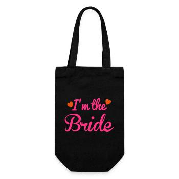 Je suis la jeune mariée mignons petits coeurs - Sac à bouteille - noir - Devant