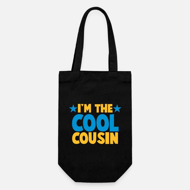 Ich bin der Cousin COOL! - Geschenkbeutel für Flaschen - Schwarz