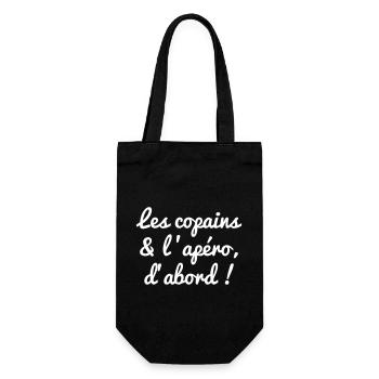 les copains et apéro, t-shirt alcool, cadeau apéro - Sac à bouteille - noir - Devant