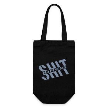 Motto Shit happens Witz - Geschenkbeutel für Flaschen - Schwarz - Vorne