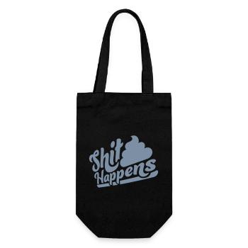 Lettrage Shit happens devise - Sac à bouteille - noir - Devant