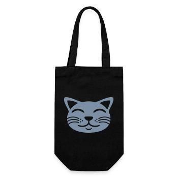 Pet Cat Face Happy - Gift Bag for Bottles - black - Front