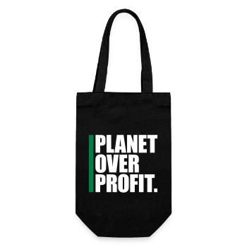 planet over profit Zitat - Geschenkbeutel für Flaschen - Schwarz - Vorne