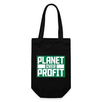 planet over profit Zitat - Geschenkbeutel für Flaschen - Schwarz - Vorne