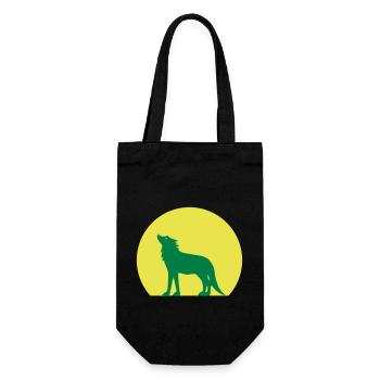 silhouette wolf and moon - Gift Bag for Bottles - black - Front