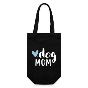dog mom / Hundemama - Geschenkbeutel für Flaschen - Schwarz - Vorne