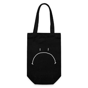 Drawing of sad face - Gift Bag for Bottles - black - Front