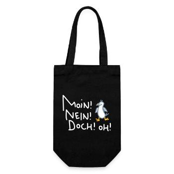 Lustige Moin Möwe - Geschenkbeutel für Flaschen - Schwarz - Vorne
