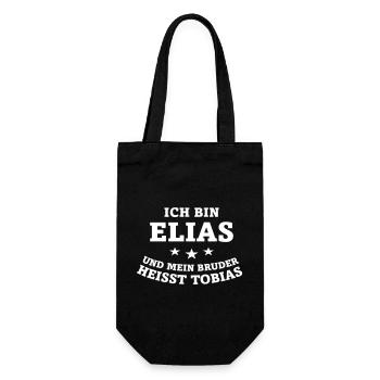 Ich bin Elias mein Bruder heißt Tobias - Geschenkbeutel für Flaschen - Schwarz - Vorne