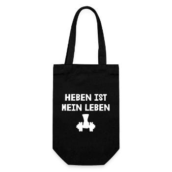 Heben ist mein Leben - Geschenkbeutel für Flaschen - Schwarz - Vorne