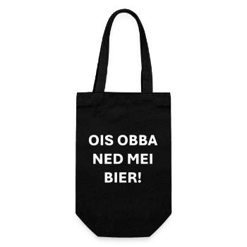 Ois obba ned mei Bier - Geschenkbeutel für Flaschen - Schwarz - Vorne