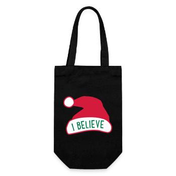 Ich glaube an den Weihnachtsmann - Geschenkbeutel für Flaschen - Schwarz - Vorne