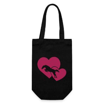 jumping Hearts - Geschenkbeutel für Flaschen - Schwarz - Vorne