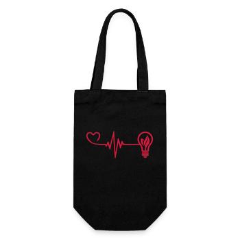 Glühbirne Puls Herz Liebe - Geschenkbeutel für Flaschen - Schwarz - Vorne